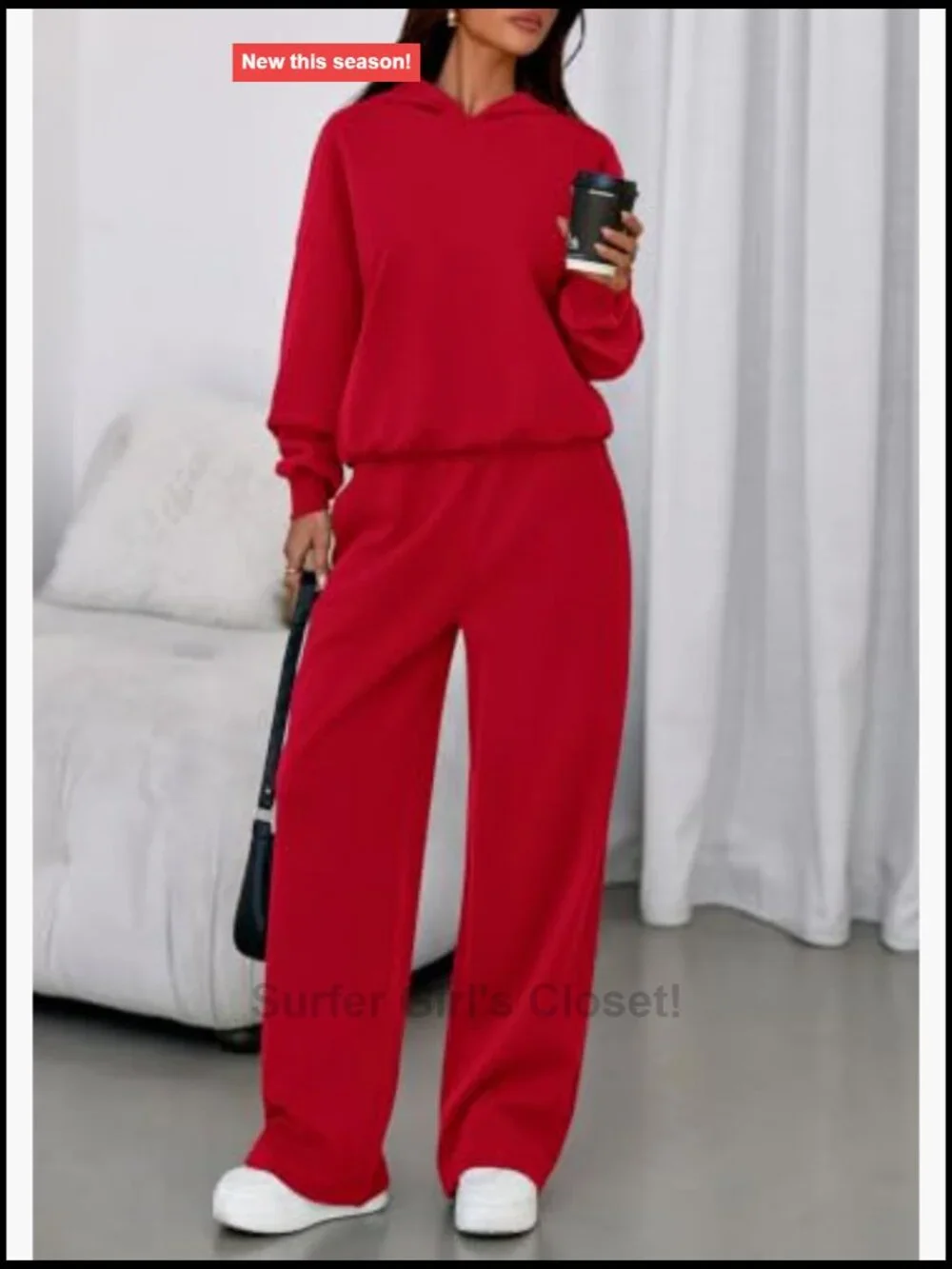 2 Piece Lounge Set Matching Sweatsuits Long Sleeve Hoodie Wide Leg Pants